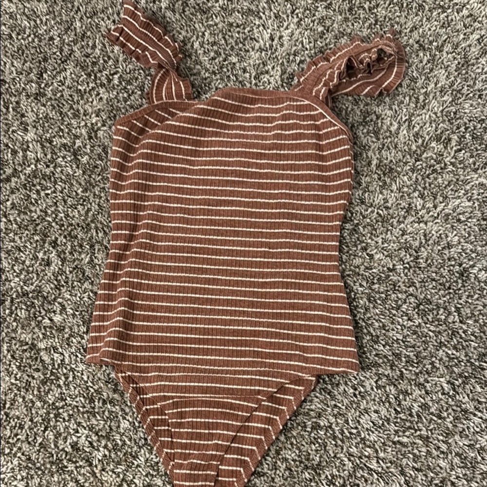 Striped Brown Tank Bodysuit
